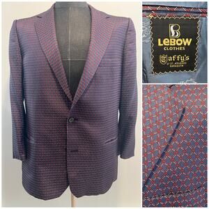 Lebow Clothes 2 Button Abstract Silk Blazer Red Blue Size 42L JP